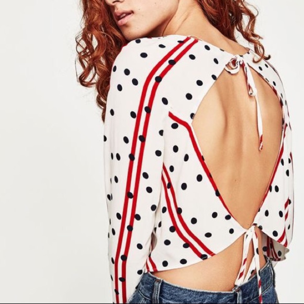 ZARA striped polka dot top